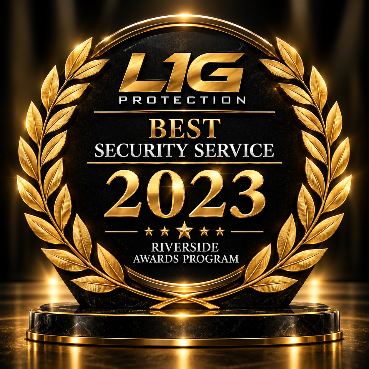 L1G Protection Best Security Service 2023 award emblem